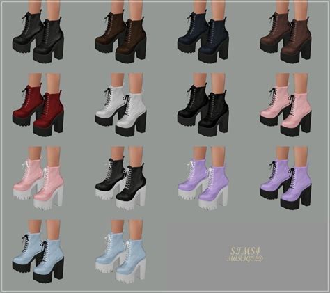 Chunky Combat Boots청키 워커힐여자 신발 Sims 4 Marigold Sims 4 Sims 4 Clothing