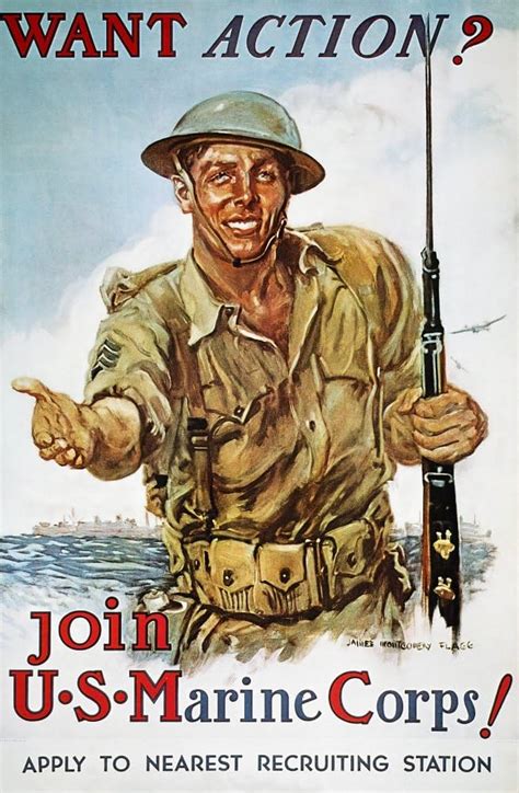 wwii recruiting poster for the us marine corps the picture shows and tells about the battle on