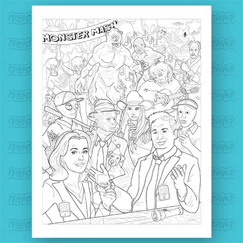 X Files Art Print Adult Coloring Sheet Xfiles The X Files Mulder And Scully Funny Alien