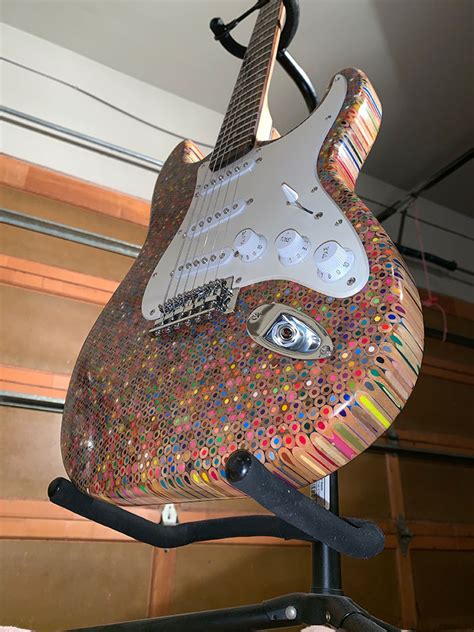Dude Created A Custom Electric Guitar With 1200 Colored Pencils Shouts