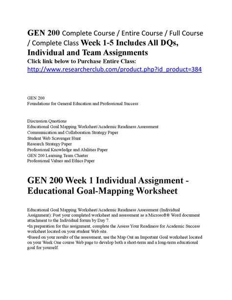 Gen 200 Complete Course Week 1 5 Includes All Dqs Individual And Team