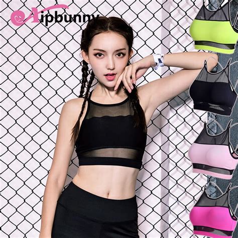 Aipbunny 2018 Sexy Mesh Padded Yoga Bras Women Vest Gym Sport Bra Fitness Tank Top Training Top