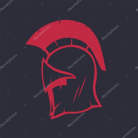 Spartan Helmet Logo Element Red Isolated On Dark Vector Illustration