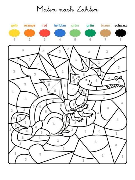 Die zuordnung der farben trainiert das verständnis für farbbezeichnungen. Ausmalbild Malen nach Zahlen: Drache ausmalen kostenlos ...
