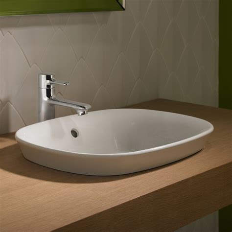 Toto Maris Oval Semi Recessed Vessel Bathroom Sink Cotton White Contemporary Bathroom Sinks