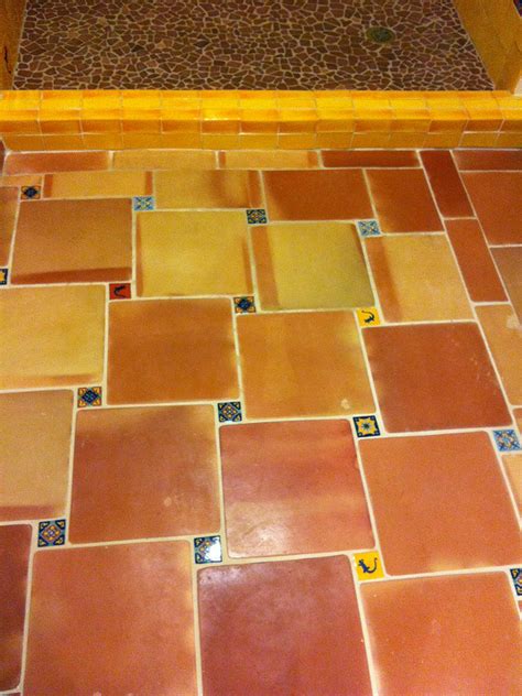 Saltillo Floor Tile In The Bathroom And Shower Mexican Home Decor