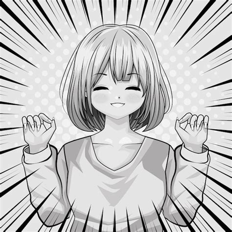 Personaje De Estilo Feliz De Chica Anime Vector Premium