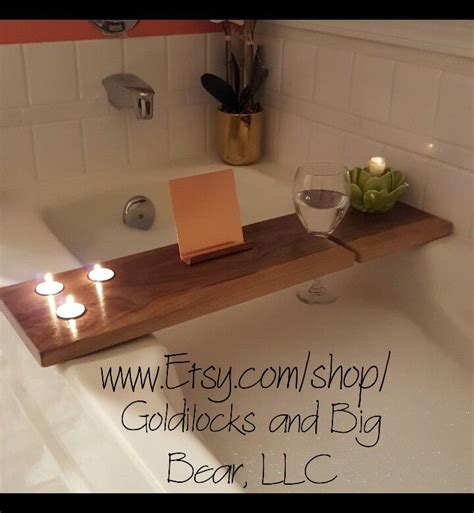 They may also have a candleholder or cell phone holder. Modern spa walnut bathtub caddy, board, tray with metal ...