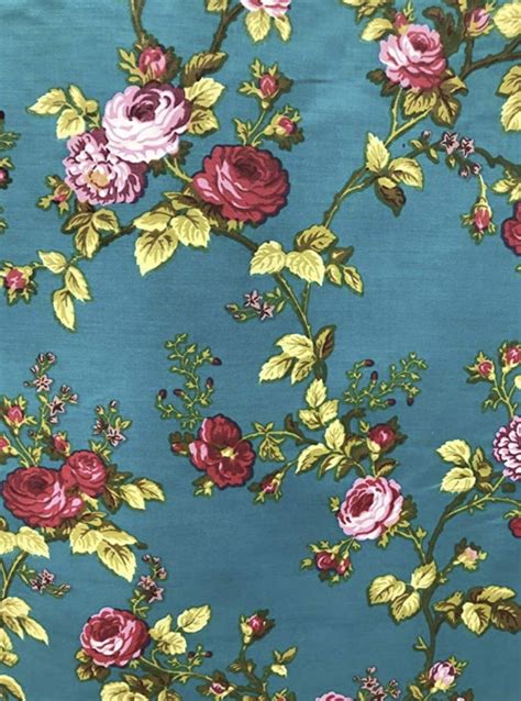 Vintage Floral Rose Print Poly Cotton Fabric By The 5 Yard 10 Yard 15