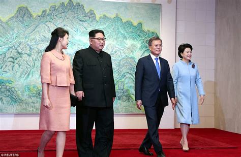 Kim Jong Un And Moon Jae Ins Wives Meet For First Time Daily Mail Online