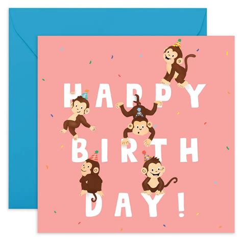 Cute Monkeys Happy Birthday Card Central 23 Outer Layer