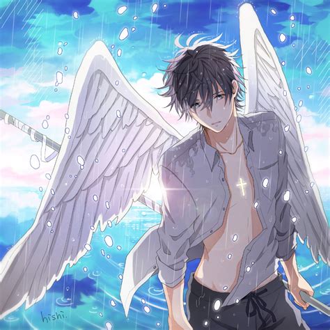 Angel Anime Boy Wings Short Hair Wallpapers Hd