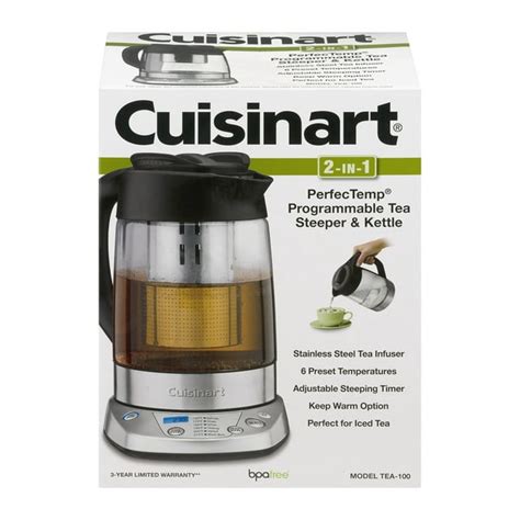 Cuisinart 2 In 1 Perfec Temp Programmable Tea Steeper And Kettle 10 Ct