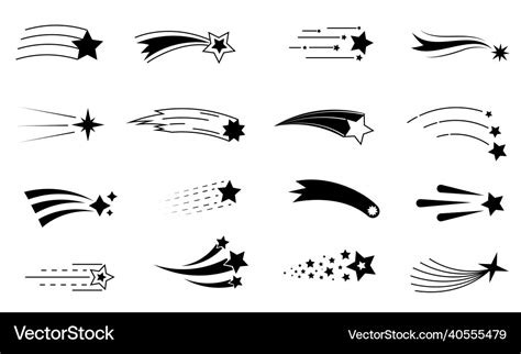 Shooting Star Icon Black Silhouette Symbol Vector Image