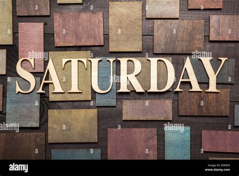 Wooden Letters Forming Word Saturday Written On Wooden Background Stock