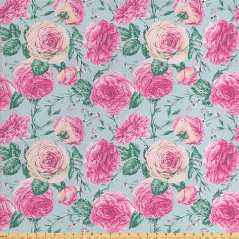 Vintage Rose Fabric By The Yard Grungy Look Flower Arrangement