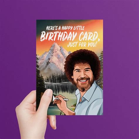 Bob Ross Meme Birthday Card Funny Birthday Card Joy Of Etsy