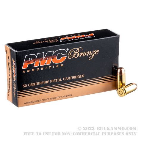 50 Rounds Of Bulk 40 Sandw Ammo By Pmc 180gr Fmjfn