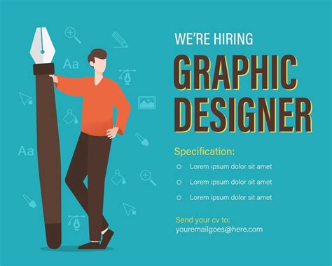 We Are Hiring Graphic Designer Search For Employees Banner Template