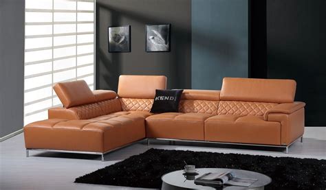 Divani Casa Citadel Modern Orange Italian Leather Left Facing