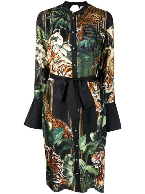 Camilla Easy Tiger Print Open Back Silk Dress Farfetch