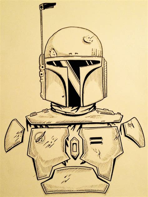 Boba Fett 9x12 Micron Ink On Paper My Drawings Painting Drawings