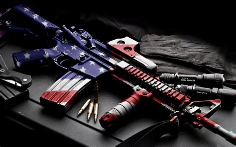 Hd Wallpaper M4a1 Us Flag Themed Rifle Weapons Colt Ar 15 Firearm