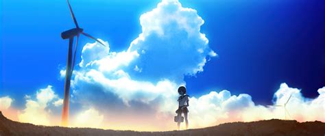 2560x1080 Anime Girl Windmill Landscape 4k 2560x1080 Resolution Hd 4k Wallpapers Images