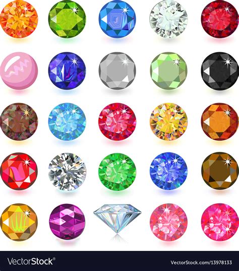 Colored Gems Set Royalty Free Vector Image Vectorstock