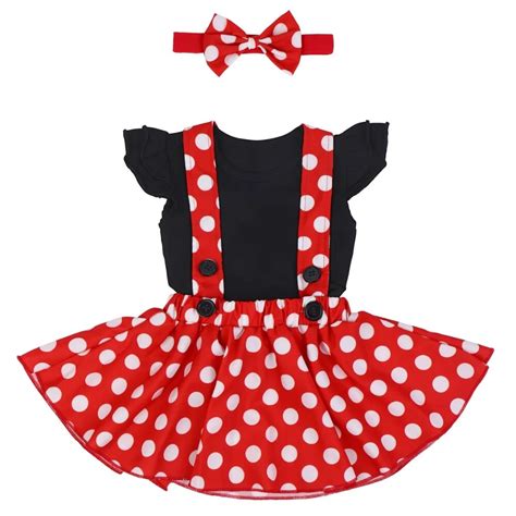 3pcs Newborn Baby Girls Clothes Set Minnie Mouse Costume Polka Dot