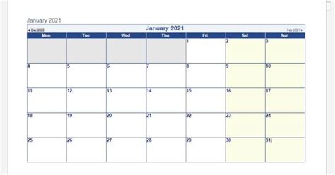 Printable blank calendar january 2021. Blank Template January 2021 Calendar Word - 2020 Calendar
