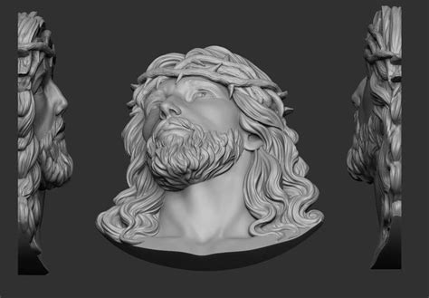 Jesus Head Pendant 2 3d Print Model Print Models Grayscale Image