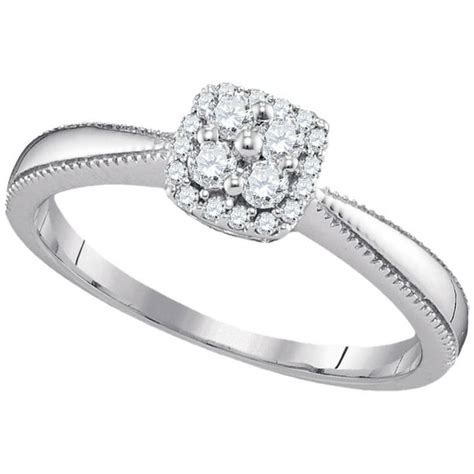 10kt White Gold Womens Round Diamond Square Halo Cluster Ring 15 Cttw
