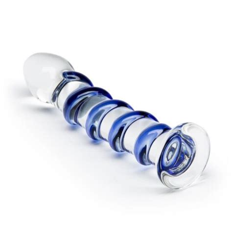 Glas Blue Spiral Glass Dildo Sex Toys For Women G Spot RIBBED WAND Massager NEW EBay