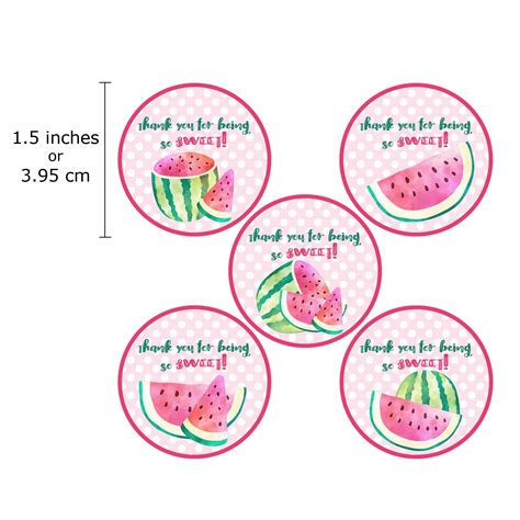 Watermelon Sticker Labels Thank You For Being So Sweet Tropical