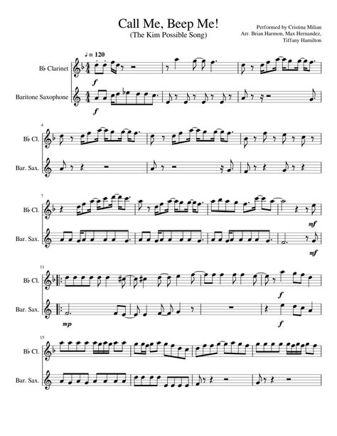 Kim Possible Sheet Music For Clarinet Baritone Saxophone Download Free In Pdf Or Midi