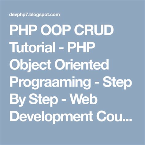 Object Oriented Crud Tutorial With Php And Mysql Jend Vrogue Co
