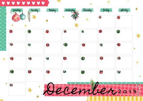 December 2018 Printable Colorful Calendar Kids Calendar Calendar