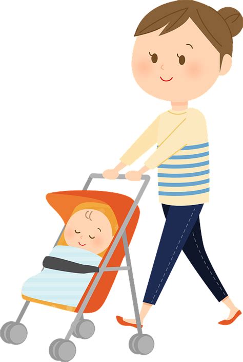 Sophia Mother Is Pushing Baby Stroller Clipart Free Download