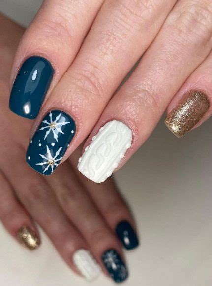 Pretty Festive Nail Colours And Designs 2020 Glitter Navy And White