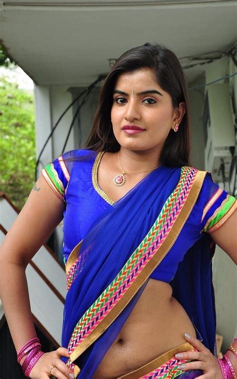 Sarees Special Keerthana Podwal Sexy Navel Exposed In Transparent Half Saree