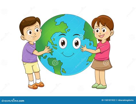 Los Niños Aman La Tierra Que Abraza El Planeta Ilustración Del Vector