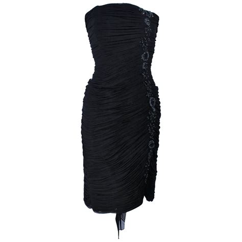 1980s Vicky Tiel Couture Strapless Black Silk Dress For Sale At 1stdibs