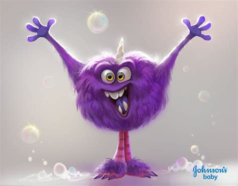A Purple Furry Creature With Its Arms And Legs In The Air