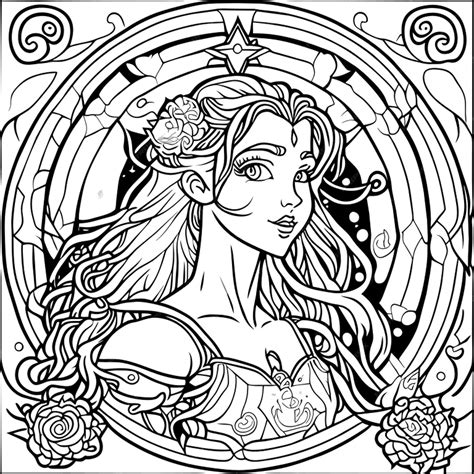 Premium Vector | Captivating princess coloring pages vector art white