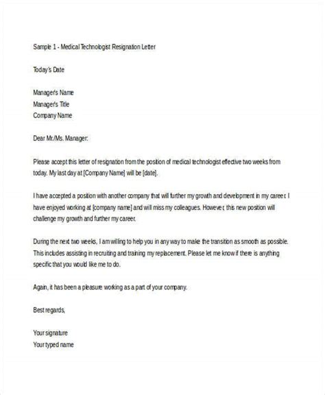 12 Sample Medical Resignation Letters Free Sample Example Format