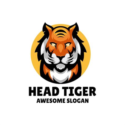 Diseño de logotipo de ilustración de mascota de cabeza de tigre