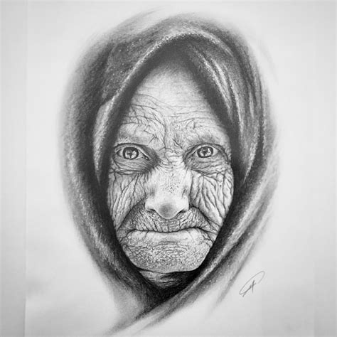 Old Woman Drawing