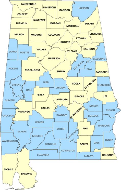 Alabama County Map Counties