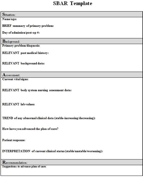 28 Free Sbar Templates Word Pdf Excel Templates